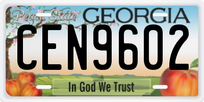 GA license plate CEN9602