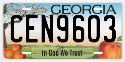GA license plate CEN9603
