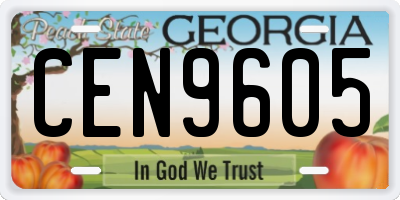 GA license plate CEN9605