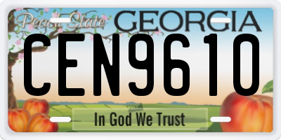 GA license plate CEN9610