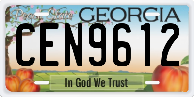 GA license plate CEN9612