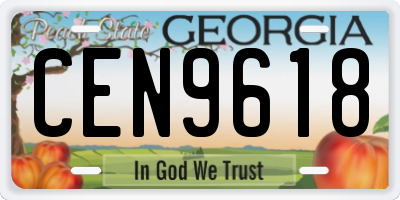 GA license plate CEN9618