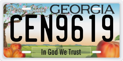 GA license plate CEN9619