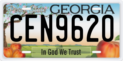 GA license plate CEN9620