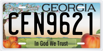 GA license plate CEN9621