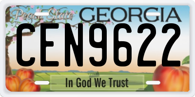 GA license plate CEN9622