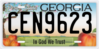 GA license plate CEN9623