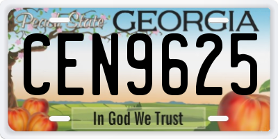 GA license plate CEN9625
