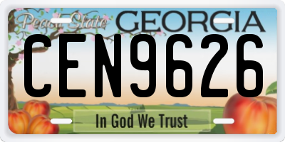 GA license plate CEN9626