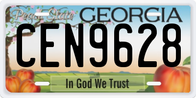 GA license plate CEN9628