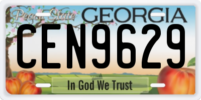 GA license plate CEN9629