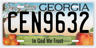 GA license plate CEN9632