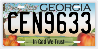 GA license plate CEN9633