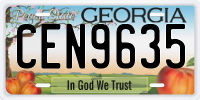 GA license plate CEN9635