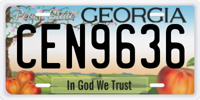 GA license plate CEN9636