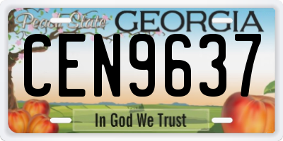 GA license plate CEN9637