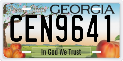 GA license plate CEN9641