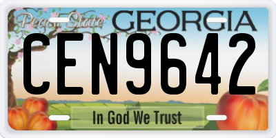 GA license plate CEN9642