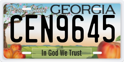 GA license plate CEN9645