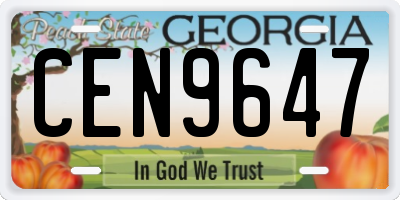 GA license plate CEN9647