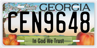 GA license plate CEN9648