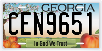 GA license plate CEN9651