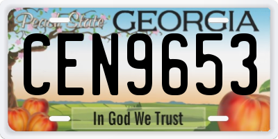 GA license plate CEN9653