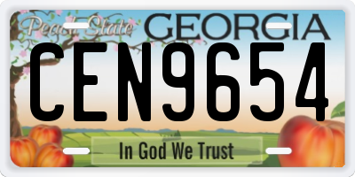 GA license plate CEN9654