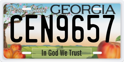 GA license plate CEN9657