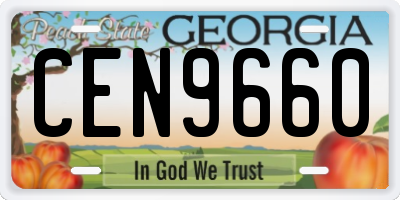 GA license plate CEN9660