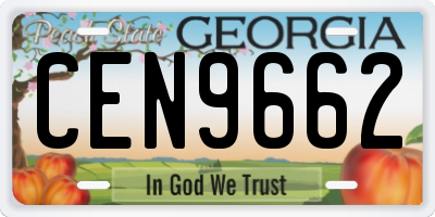 GA license plate CEN9662