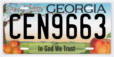 GA license plate CEN9663