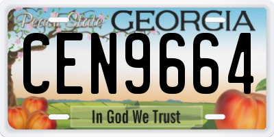 GA license plate CEN9664