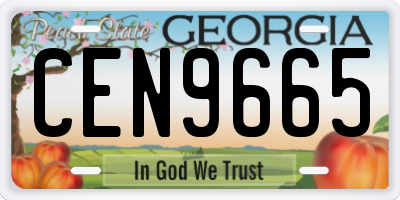 GA license plate CEN9665