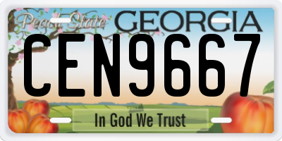 GA license plate CEN9667
