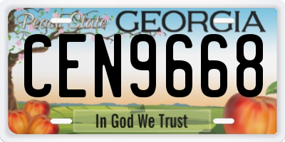 GA license plate CEN9668