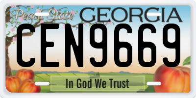 GA license plate CEN9669
