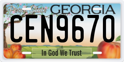 GA license plate CEN9670