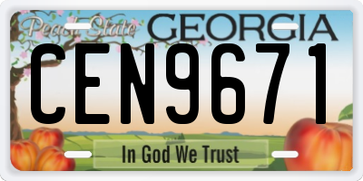 GA license plate CEN9671