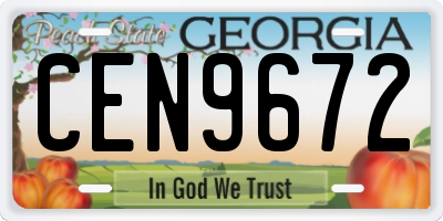 GA license plate CEN9672