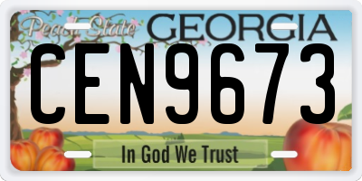 GA license plate CEN9673