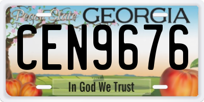 GA license plate CEN9676