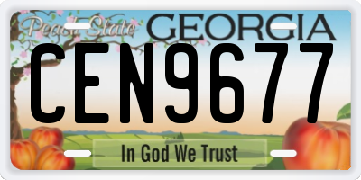 GA license plate CEN9677