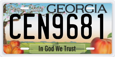 GA license plate CEN9681