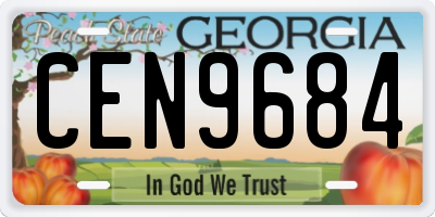 GA license plate CEN9684