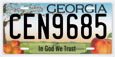 GA license plate CEN9685
