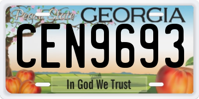 GA license plate CEN9693