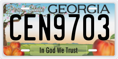 GA license plate CEN9703
