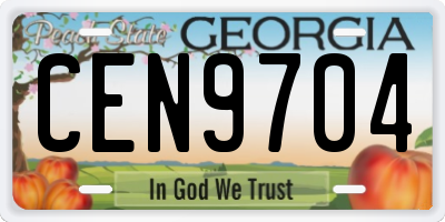 GA license plate CEN9704