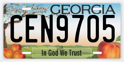GA license plate CEN9705